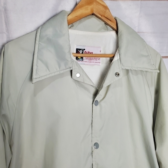 Vintage 80s Light Gray Snap Button Collar Lined Coaches Jacket Size XL - Picture 2 of 9